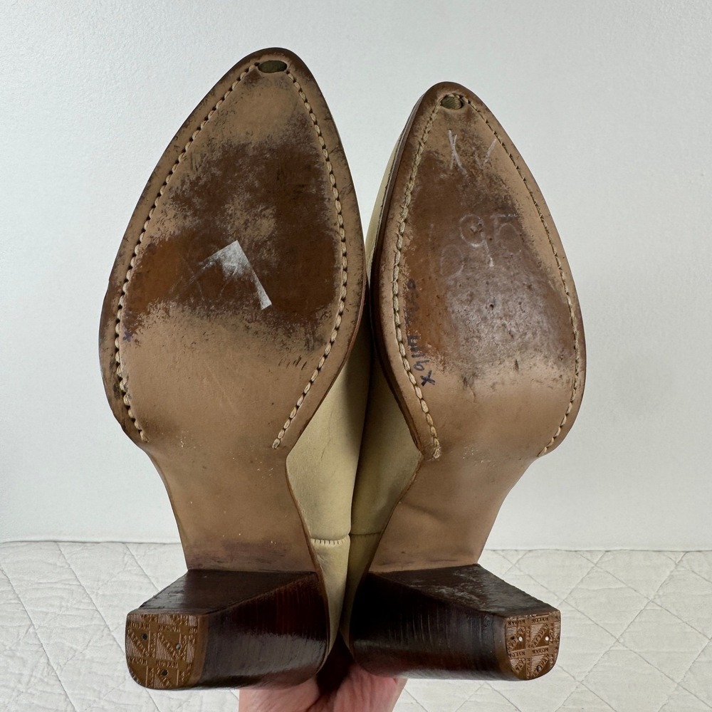Zodiac USA Vintage Western Boots Beige Tan Suede Leather Metal Toe 8.5M‎ 416185 - Picture 7 of 8